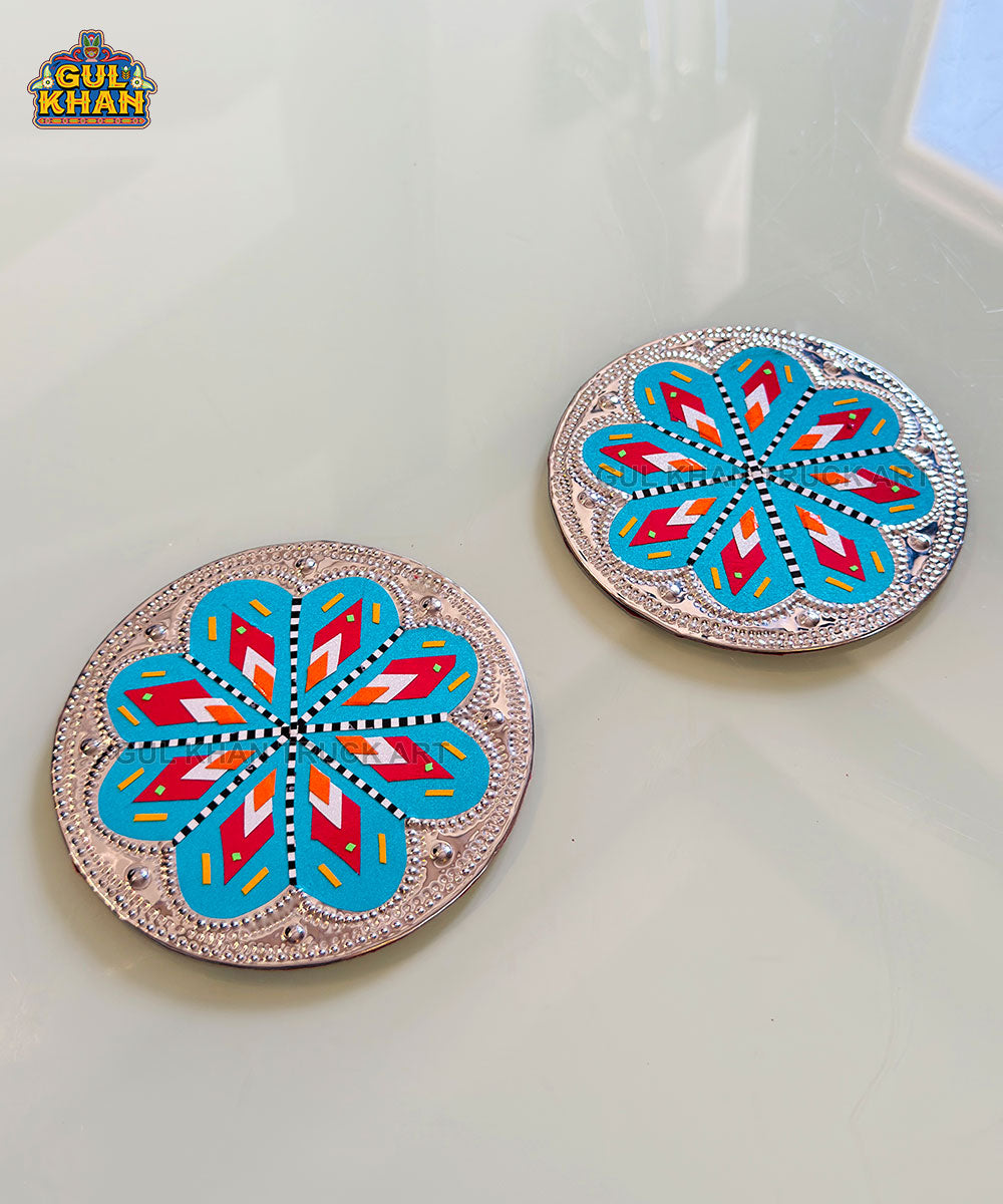 Blue Floral Truck Art Chamakpatti Coaster