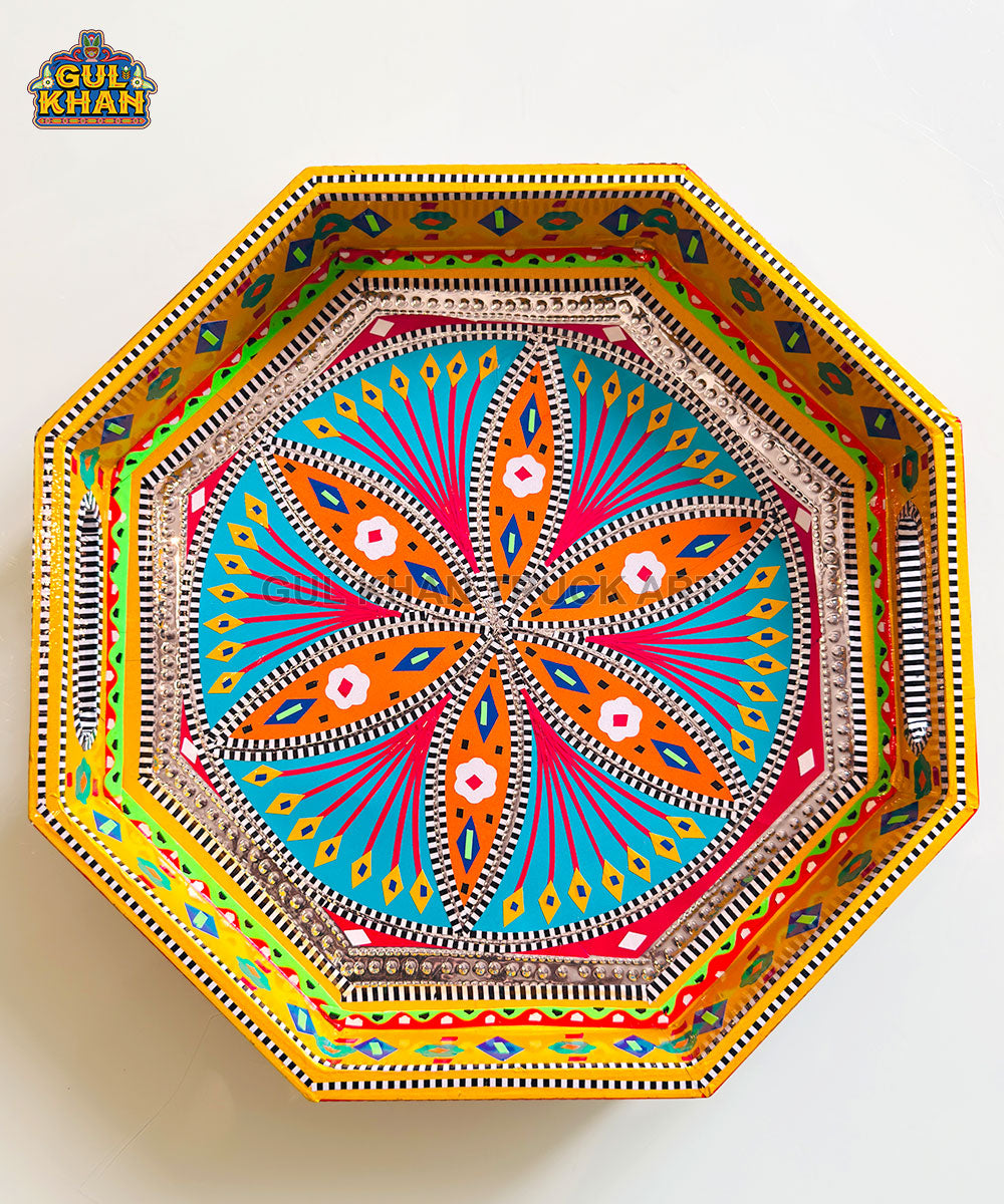 Blue and Yellow Truck Art Hexagon Tray