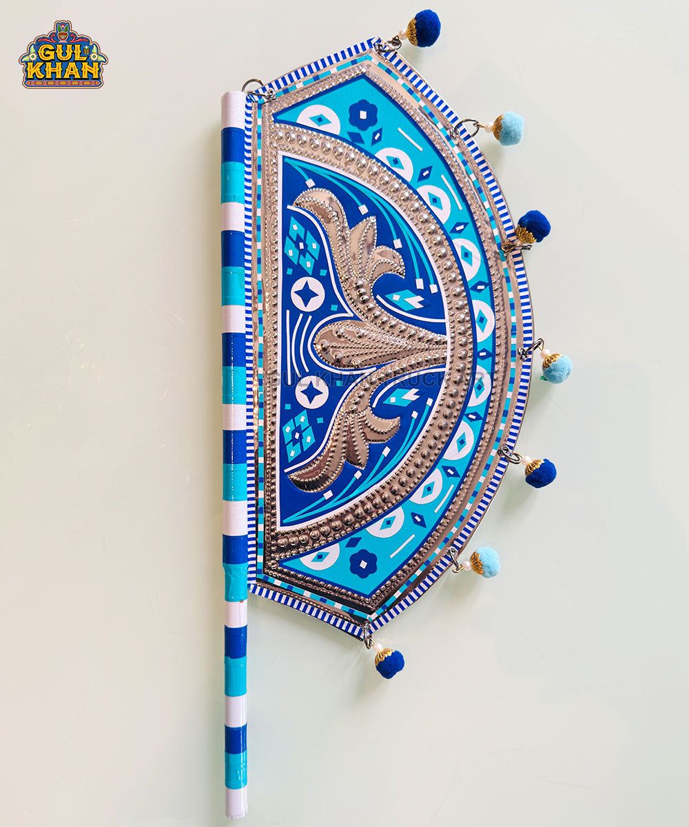 Blue Paisley Truck Art Hand Fan