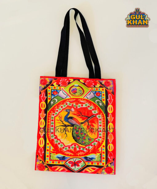 Peacock Design Printed Truck Art Tote Bag - Gul Khan Truck Art