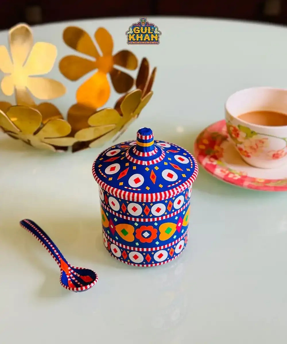 Sugar Pot / Jam Jar (Chamakpatti Handmade) - Gul Khan Truck Art