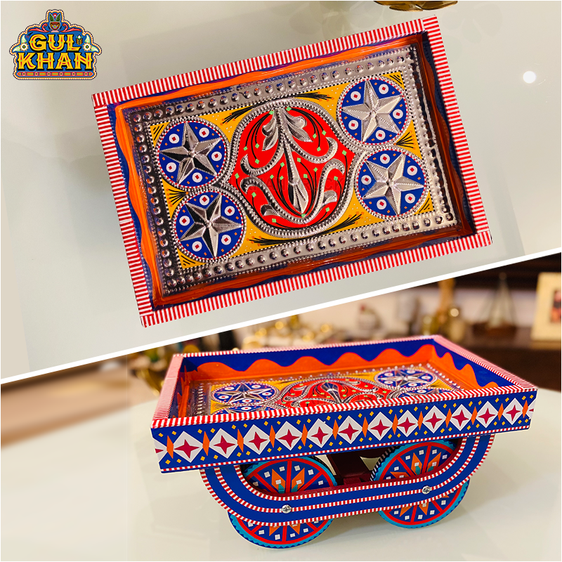 Tray with moving Wheels 009 - Gul Khan Truck Art