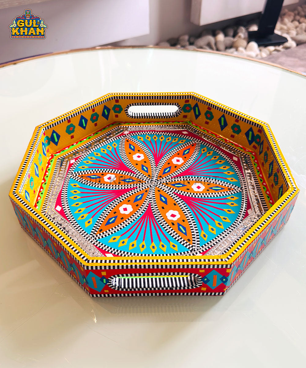 Blue and Yellow Truck Art  Hexagon Tray