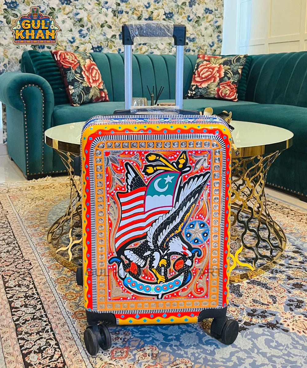 Trolley Bag USA Bald Eagle (Chamakpatti Handmade) - Gul Khan Truck Art