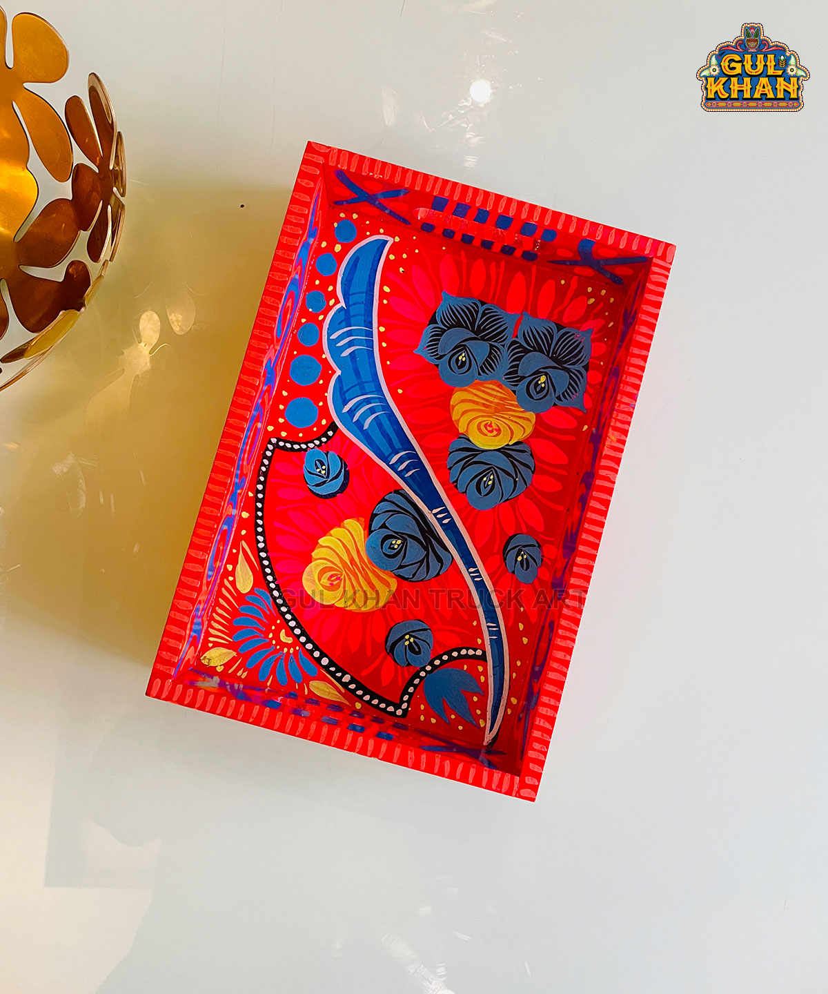 Tray Wooden Hand Painted (Mini) 7919 - Gul Khan Truck Art