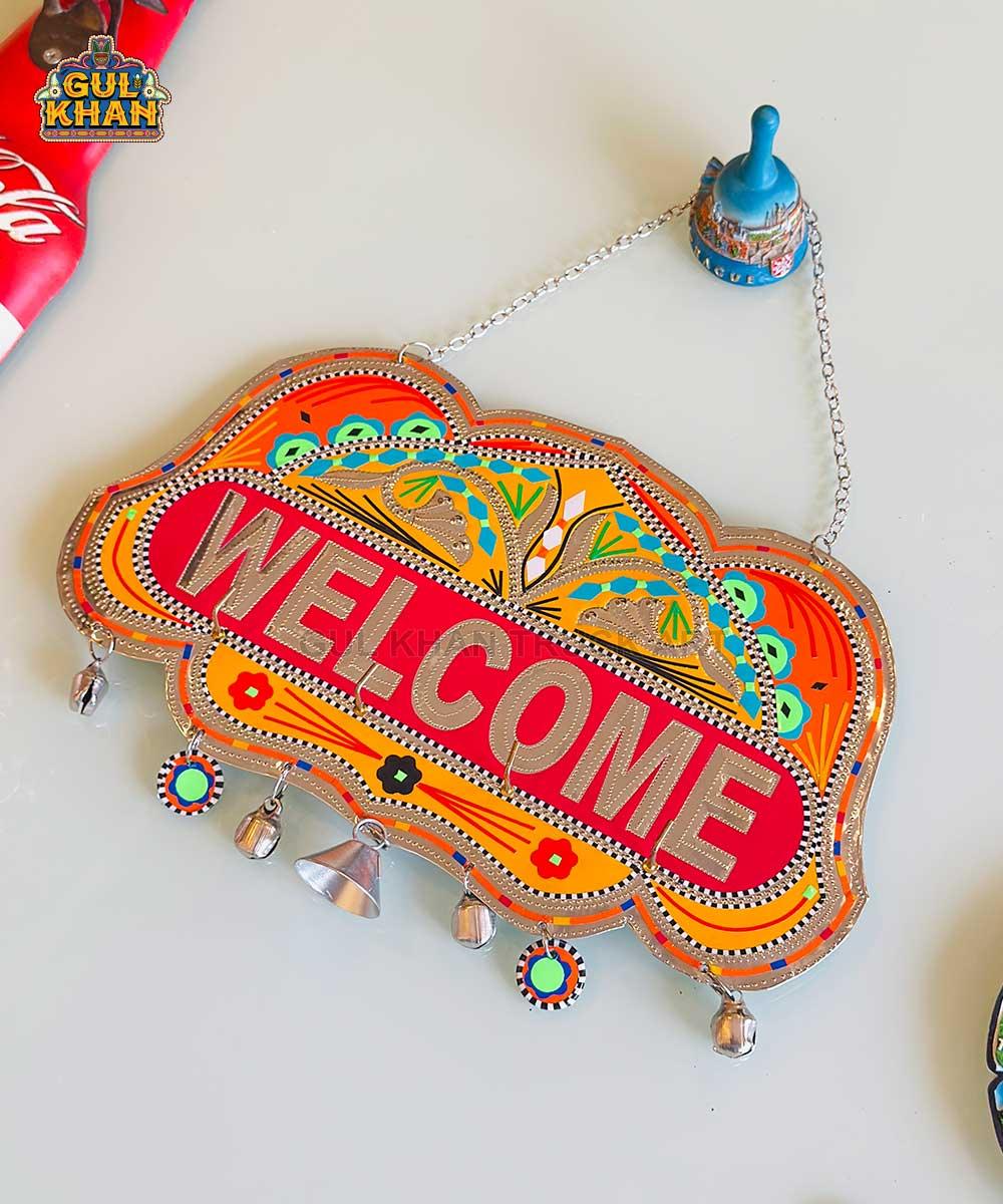 Red & Orange Motif Truck Art Wall Hanging Key Holder