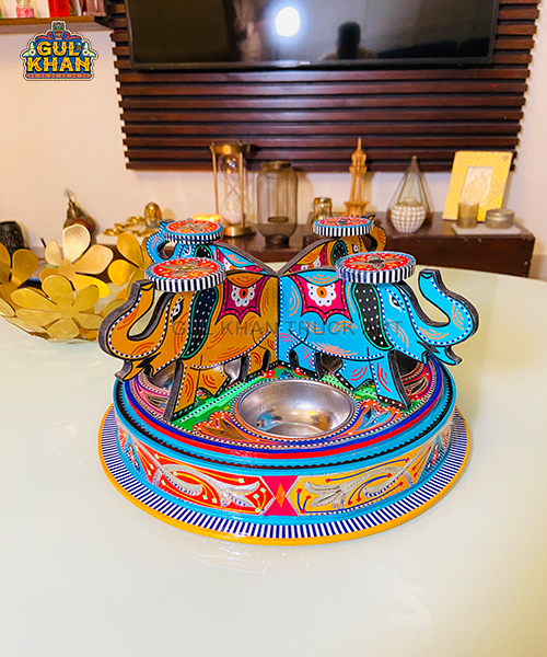 Yellow & Red Truck Art Elephant Tray