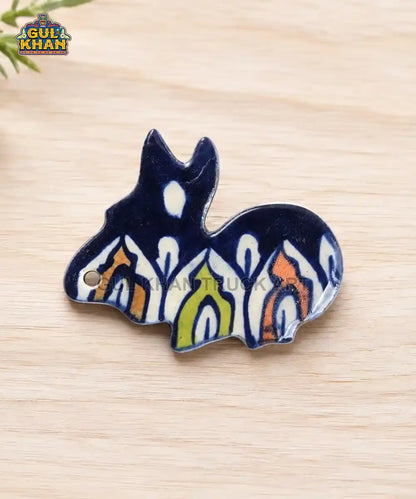 Blue Pottery Bunny Ceramic Magnet