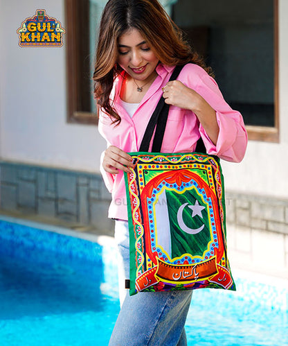 Pakistan Flag Truck Art Tote Bag - Gul Khan Truck Art