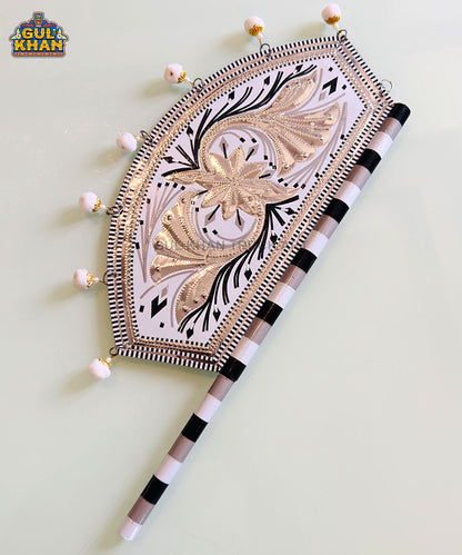 Black White Floral Truck Art Fan