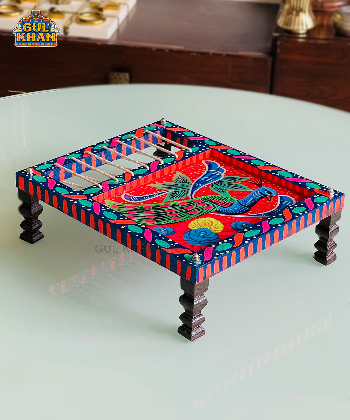 Charpai Handpainted Tray 0061 - Gul Khan Truck Art