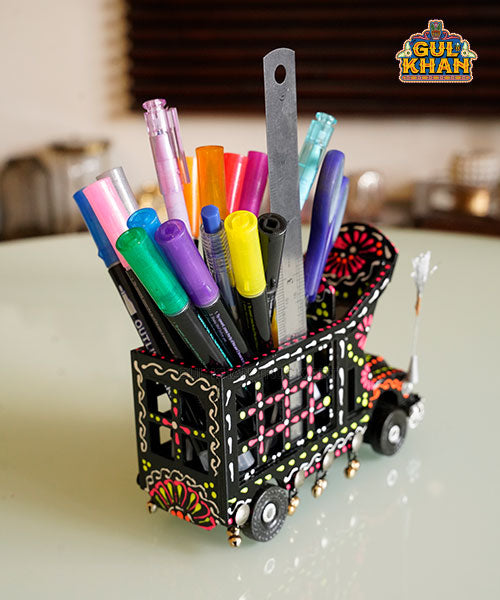 Cone Art Black Stationery Truck Design - Gul Khan Truck Art