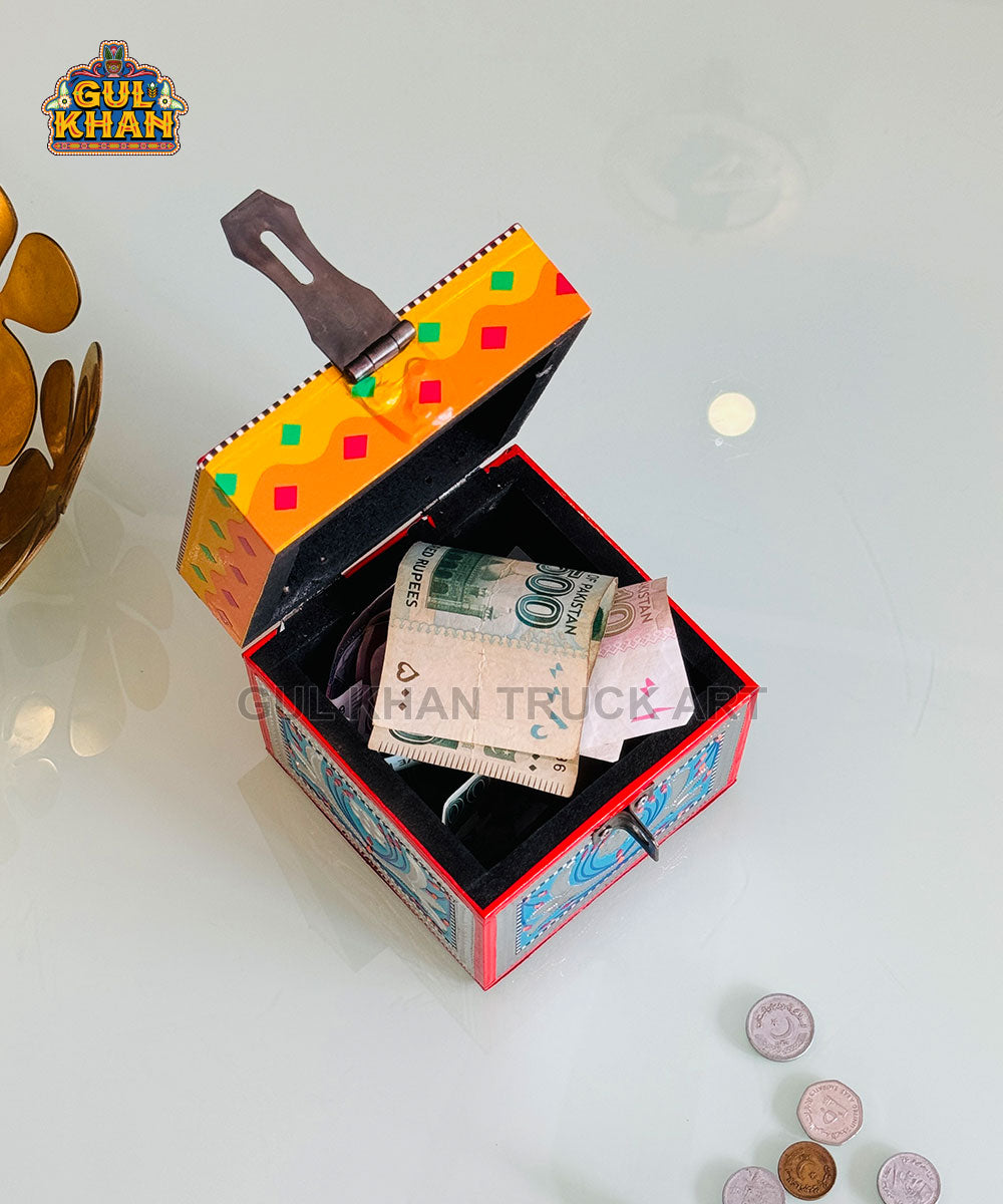 Red & Blue Truck Art Money Box Gullak