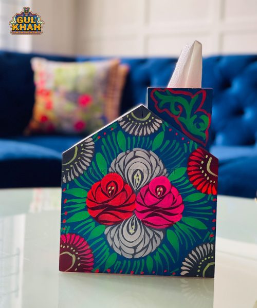 Hand Painted House Tissue Box Design 11154