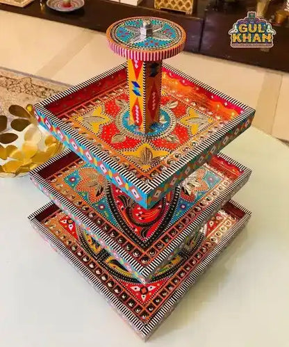 3 Tier Serving Tray (Handmade) – 01 - Gul Khan Truck Art