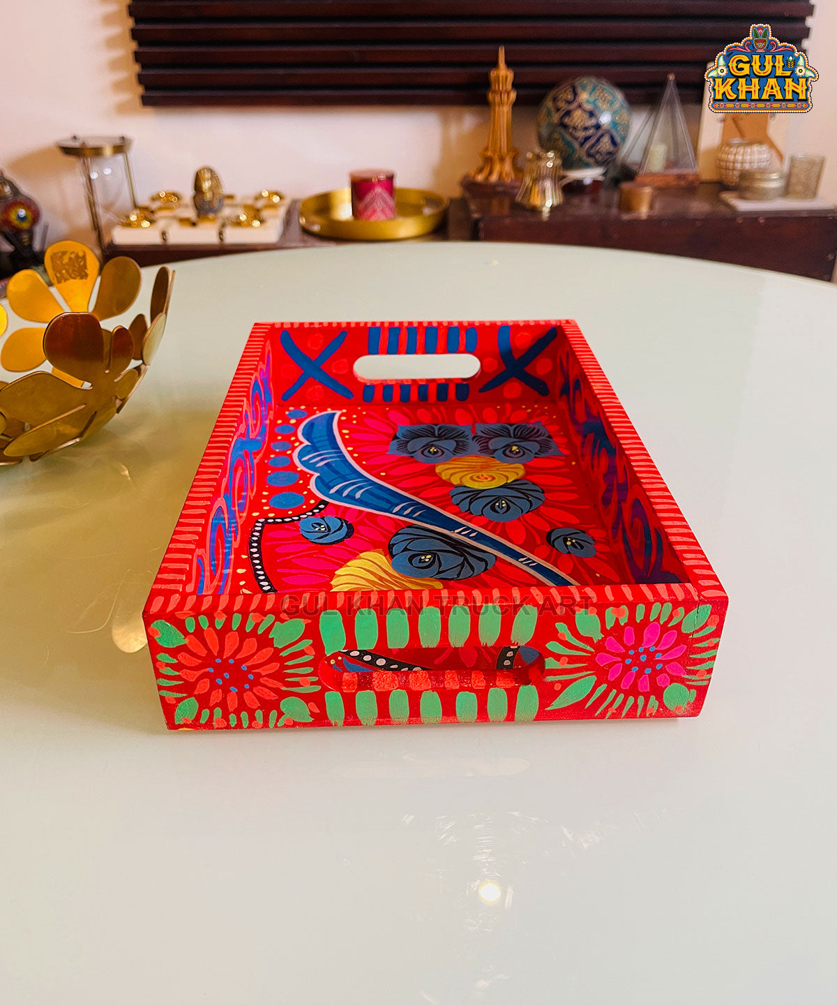 Tray Wooden Hand Painted (Mini) 7919 - Gul Khan Truck Art