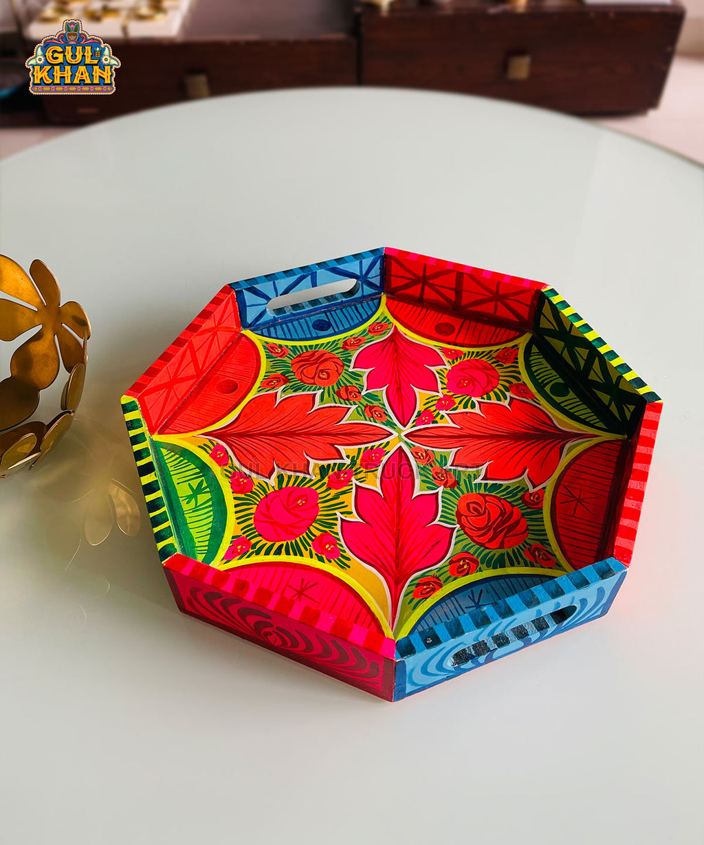 Hexagon Handpainted Tray 0054