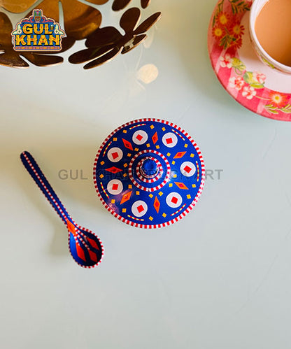 Blue Truck Art Sugar Pot & Jam Jar - Gul Khan Truck Art