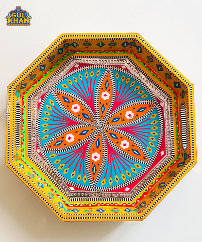 Blue and Yellow Truck Art  Hexagon Tray