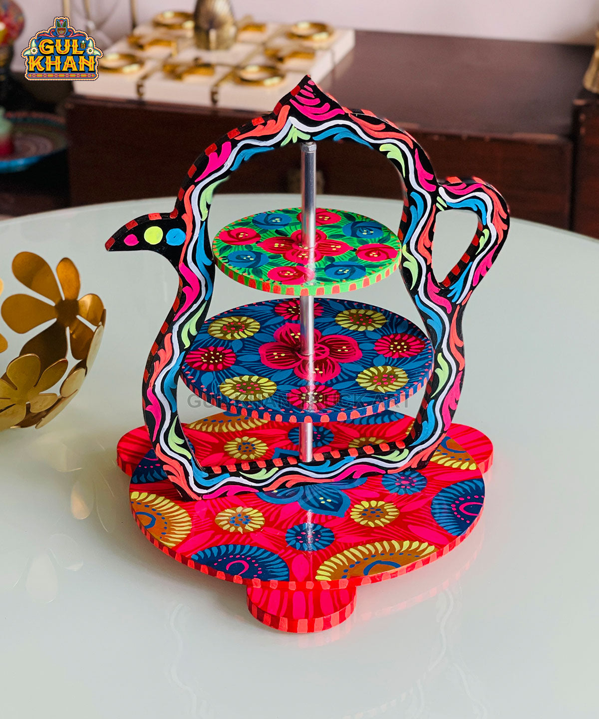 3 Tier Serving Tray (Handpainted) – 04 - Gul Khan Truck Art