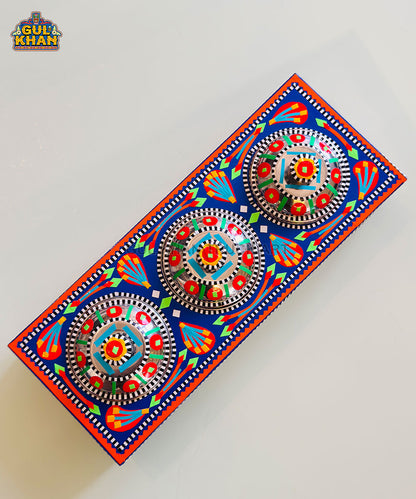 Blue & Red Truck Art Three Partition Tray