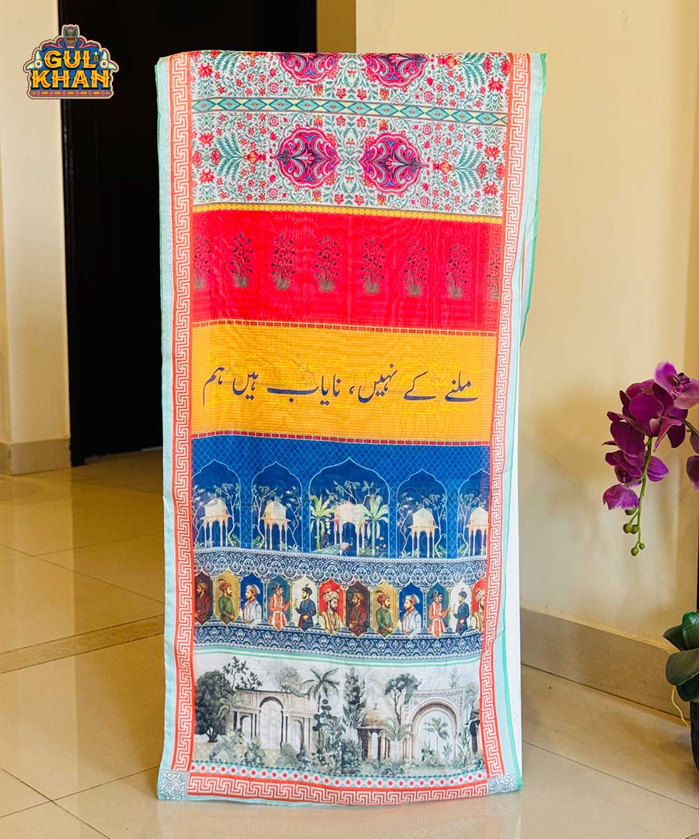 Mughal Artisan Inspired Printed Stole - 02 - Gul Khan Truck Art