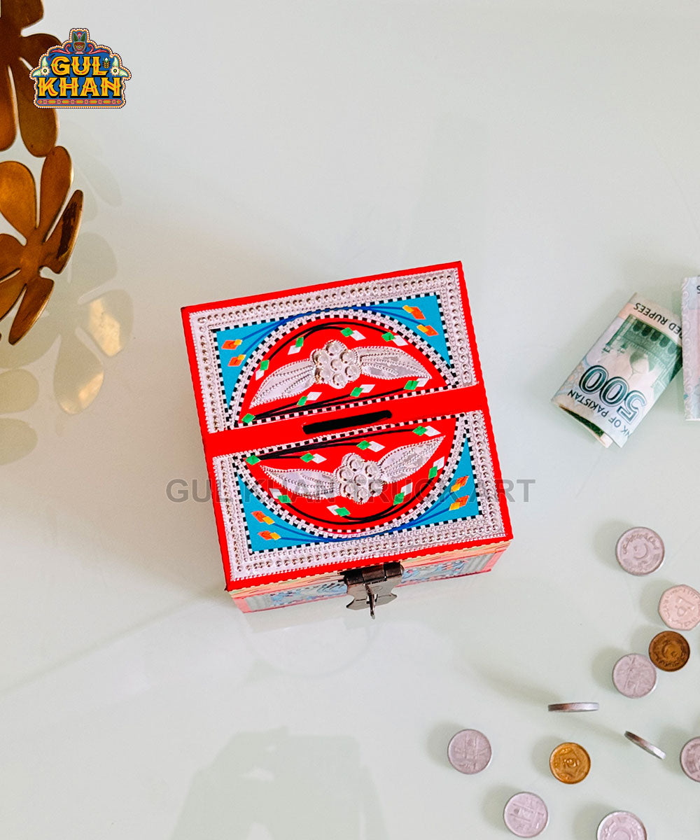 Red & Blue Truck Art Money Box Gullak