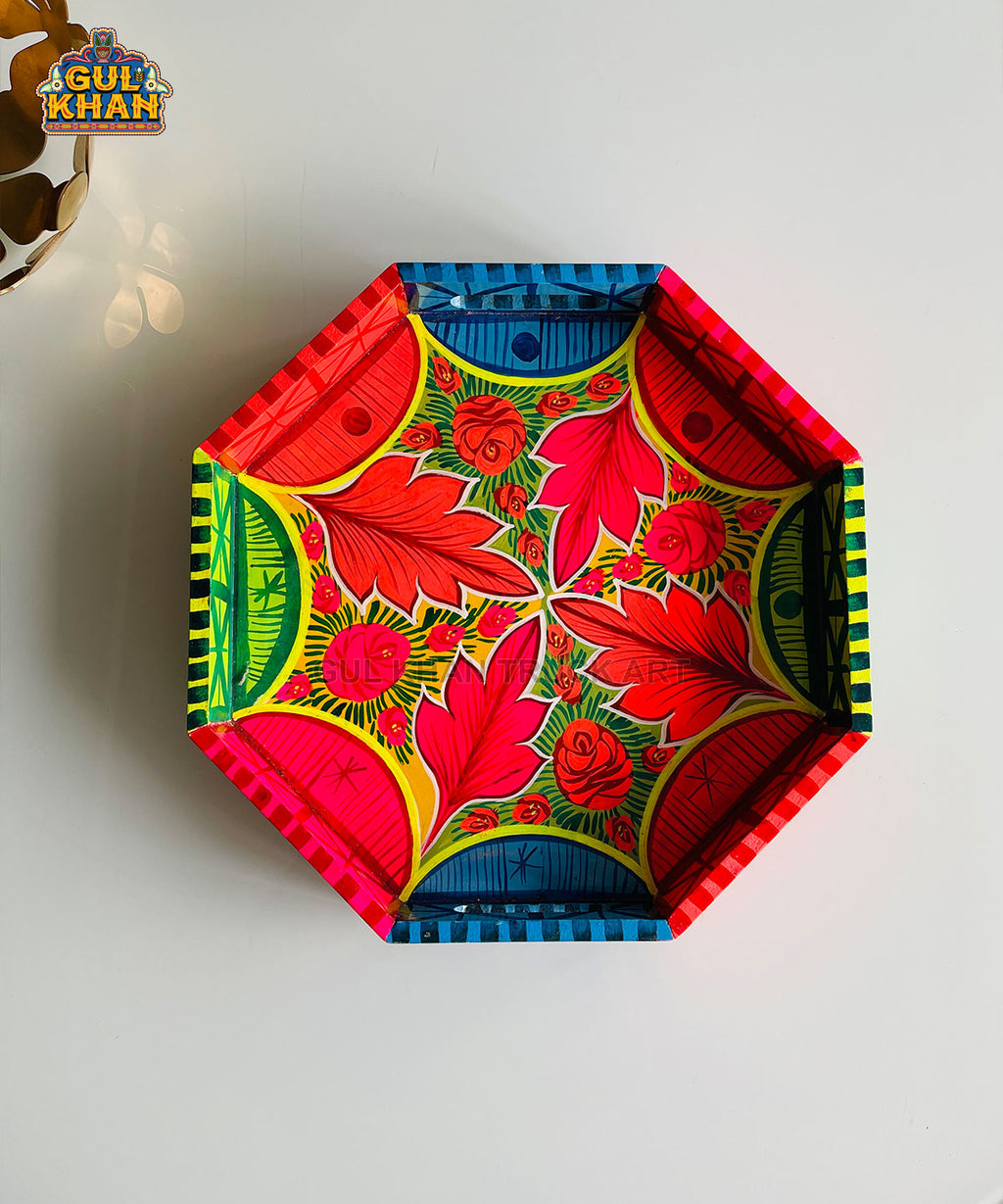 Hexagon Handpainted Tray 0054