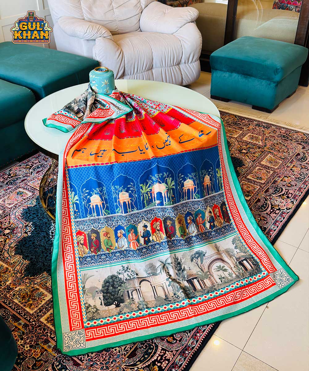 Mughal Artisan Inspired Printed Shawl 01 - Gul Khan Truck Art