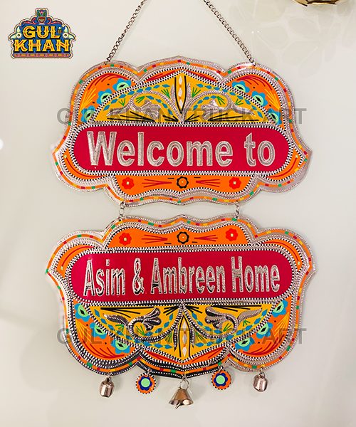 Yellow & Orange Truck Art Wall Hanging - Gul Khan Truck Art