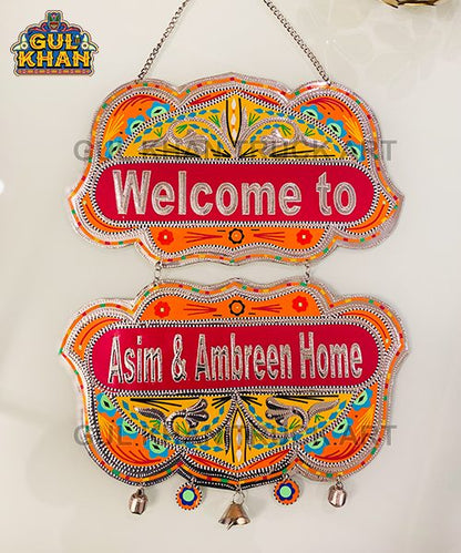 Yellow & Orange Truck Art Wall Hanging - Gul Khan Truck Art