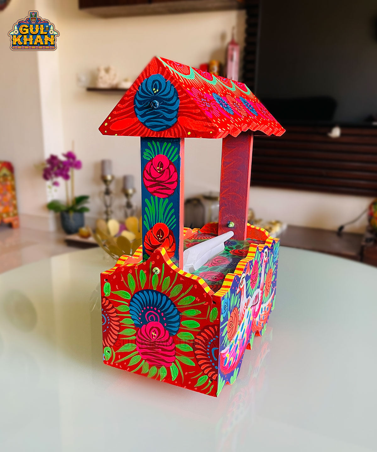 Handmade Thaila Tissue Box Design 11150 - Gul Khan Truck Art