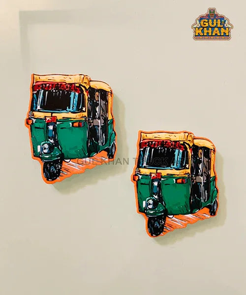 Green Rickshaw Fridge Magnet - Gul Khan Truck Art