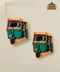Green Rickshaw Fridge Magnet - Gul Khan Truck Art