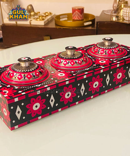 Ajrak Artistry Truck Art Three Partition Tray - Gul Khan Truck Art