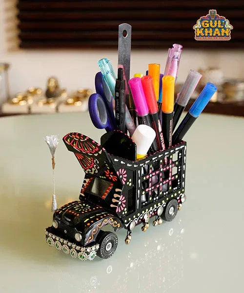Cone Art Black Stationery Truck Design - Gul Khan Truck Art