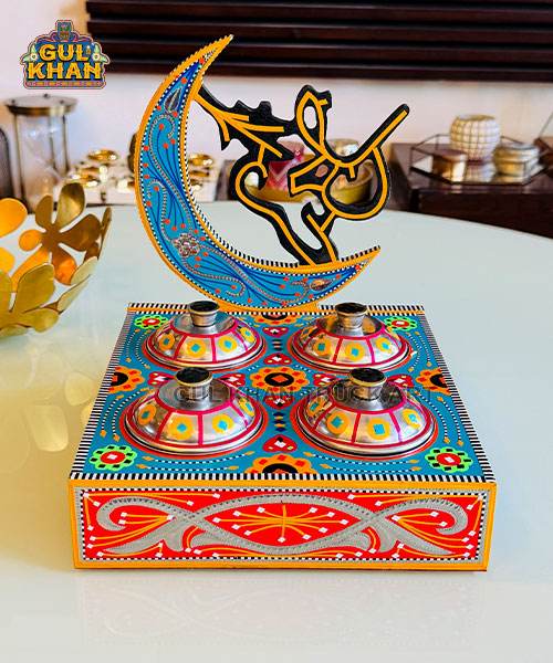 Blue and Red Crescent Bowl Partition Tray