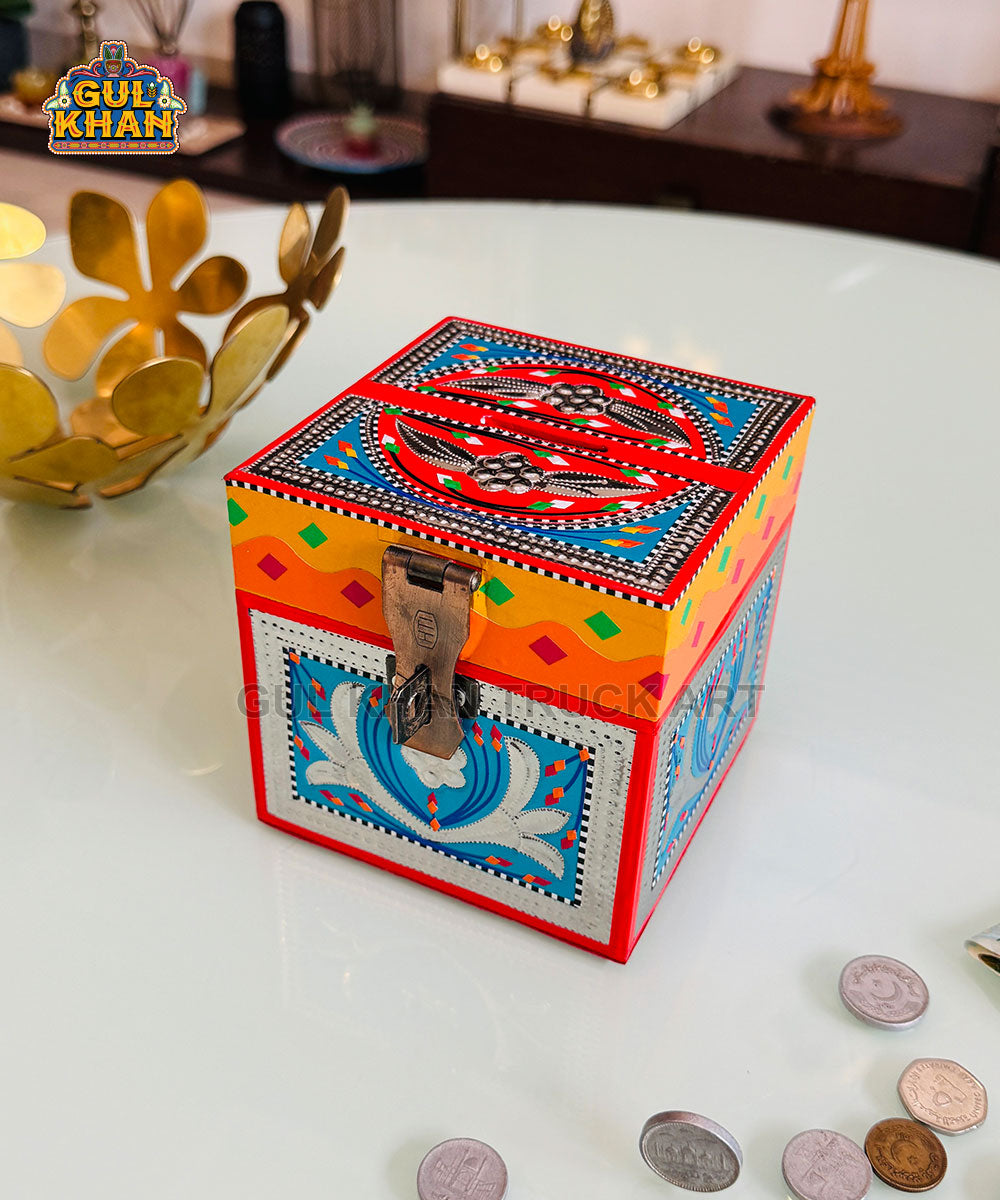 Red & Blue Truck Art Money Box Gullak