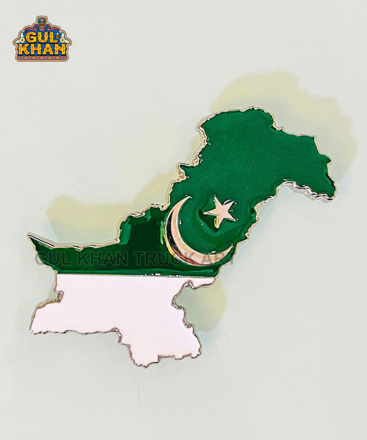 Pakisan Map Metal Diecast Truck Art Fridge Magnet - Gul Khan Truck Art