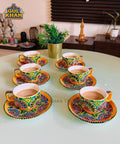 Yellow & Blue Truck Art Handpainted Tea Set