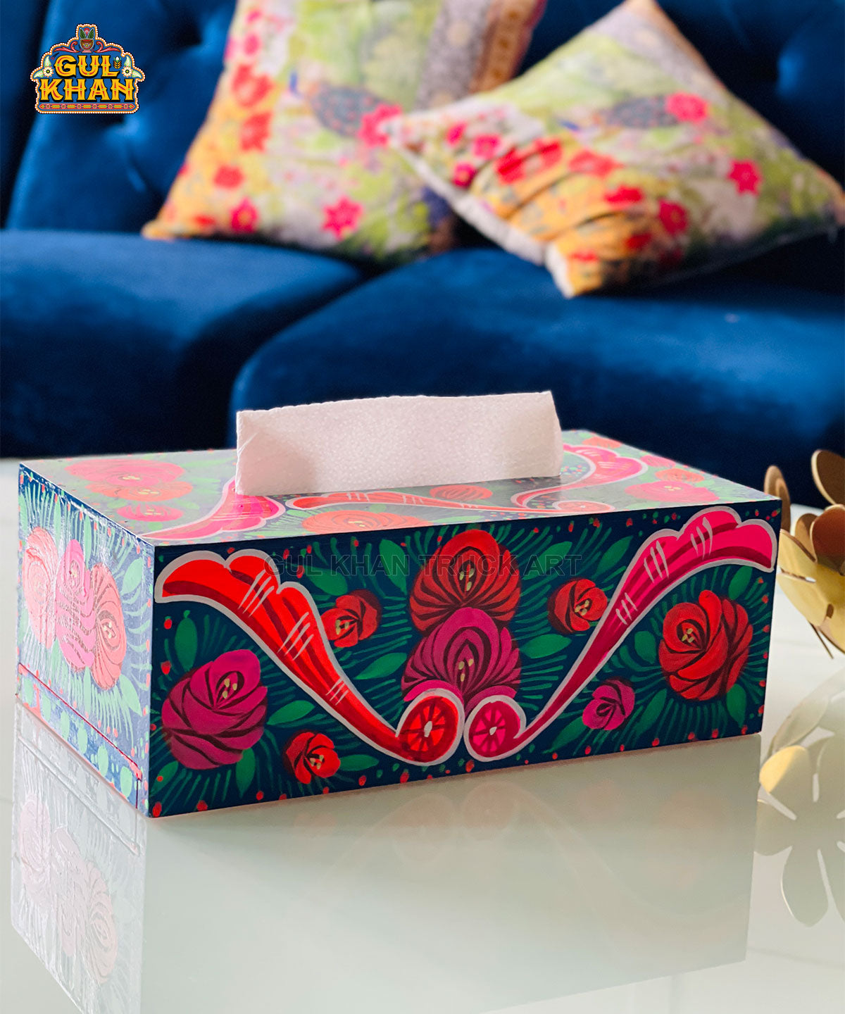 Handpainted Tissue Box Design 11156