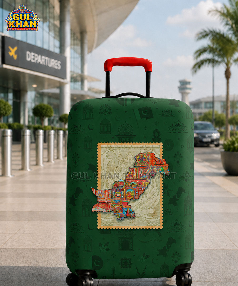 Pakistan Map Truck Art Trolley Bag Cover ( Customizable )
