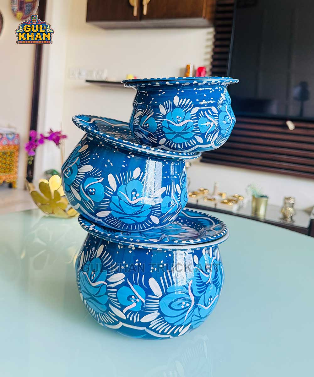 Multani Blue Floral Handi - Gul Khan Truck Art