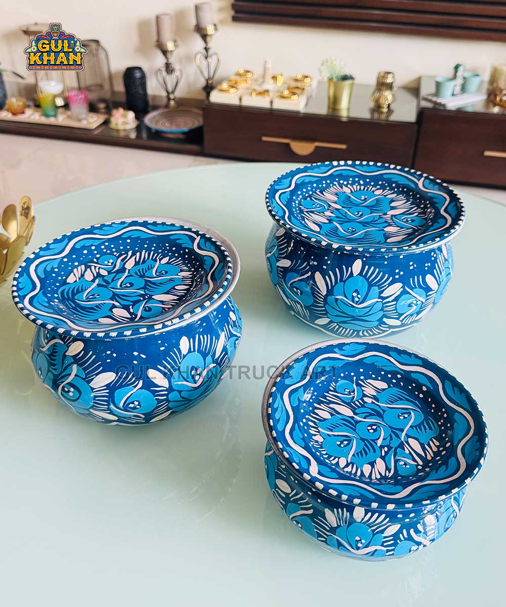 Multani Blue Floral Handi - Gul Khan Truck Art