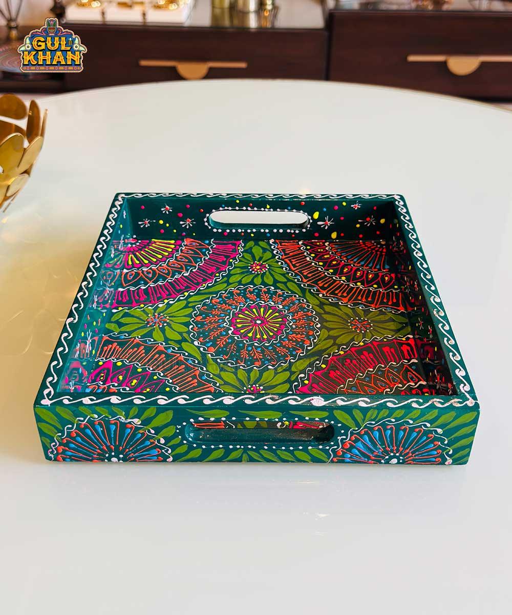 Green Semi Circle Cone Truck Art Tray (Handpainted) - Gul Khan Truck Art