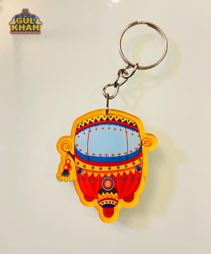 Yellow & Red Rickshaw Premium Acrylic Key Chain (Dual side print)