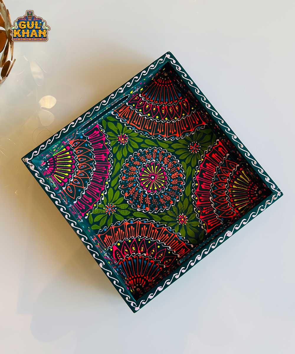 Green Semi Circle Cone Truck Art Tray (Handpainted)