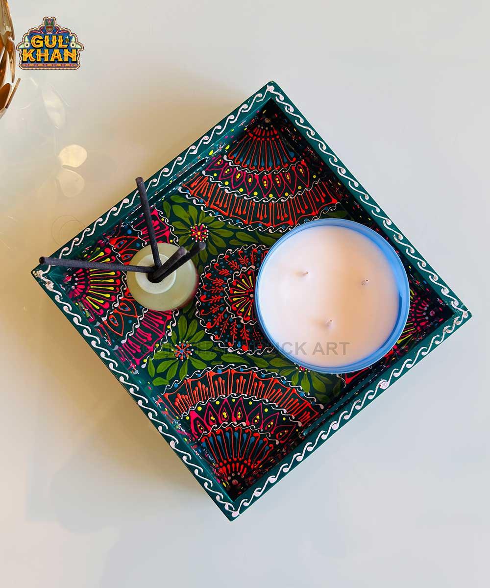 Green Semi Circle Cone Truck Art Tray (Handpainted) - Gul Khan Truck Art