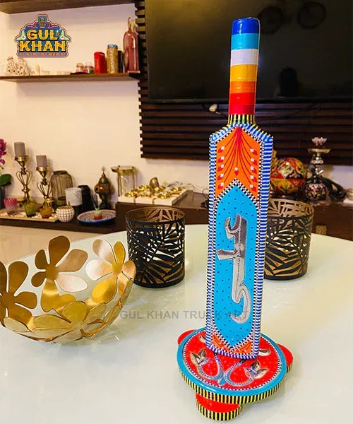 Handmade Customized Cricket Bat Red & Blue - Gul Khan Truck Art