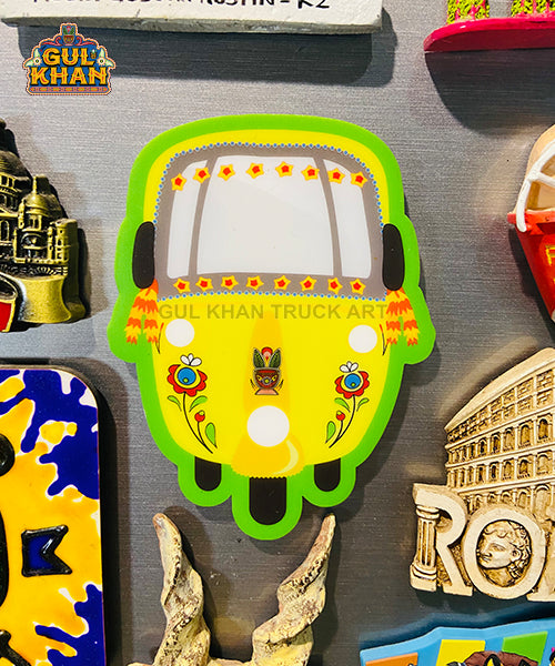 Yellow Rickshaw Acrylic Fridge Magnet